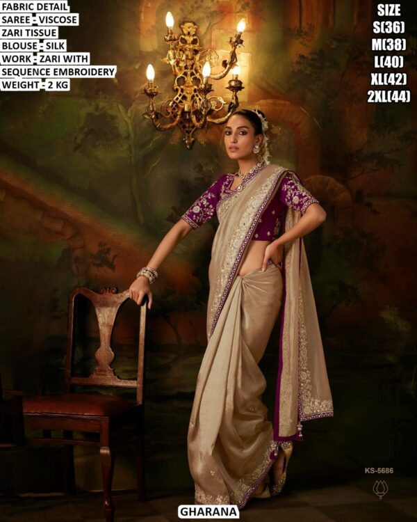 Festive Wear Zari Tissue Saree For Women