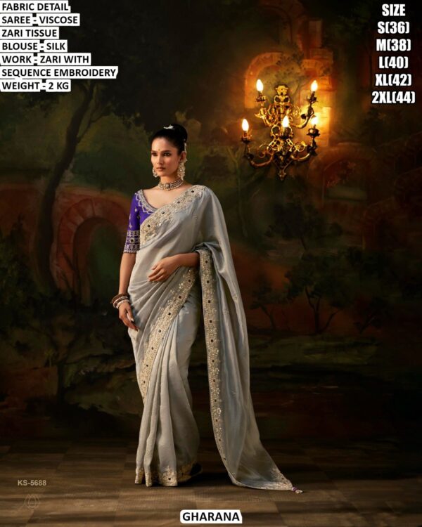 Festive Wear Zari Tissue Saree For Women