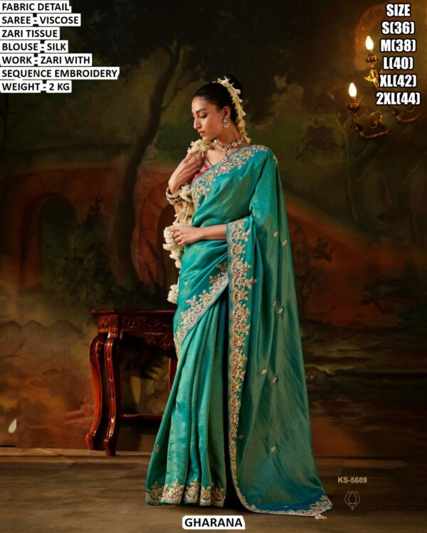 Festive Wear Zari Tissue Saree For Women