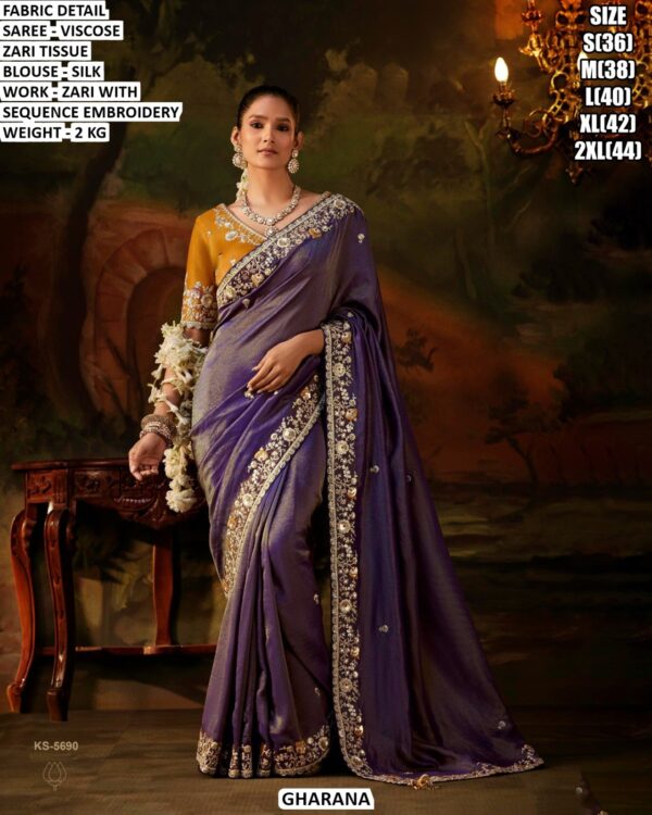 Festive Wear Zari Tissue Saree For Women