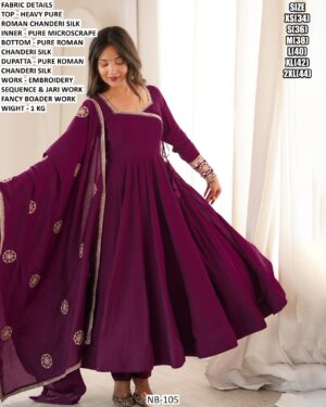Embroidered Anarkali Dress With Matching Dupatta