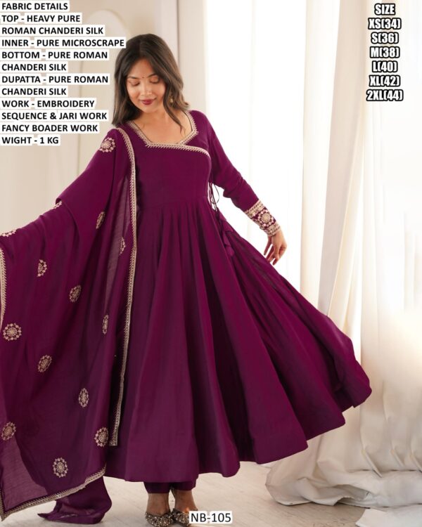 Embroidered Anarkali Dress With Matching Dupatta