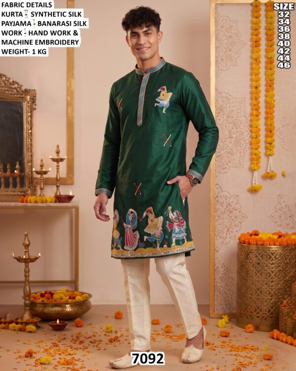 Men Embroidered Silk Kurta Pajama Set