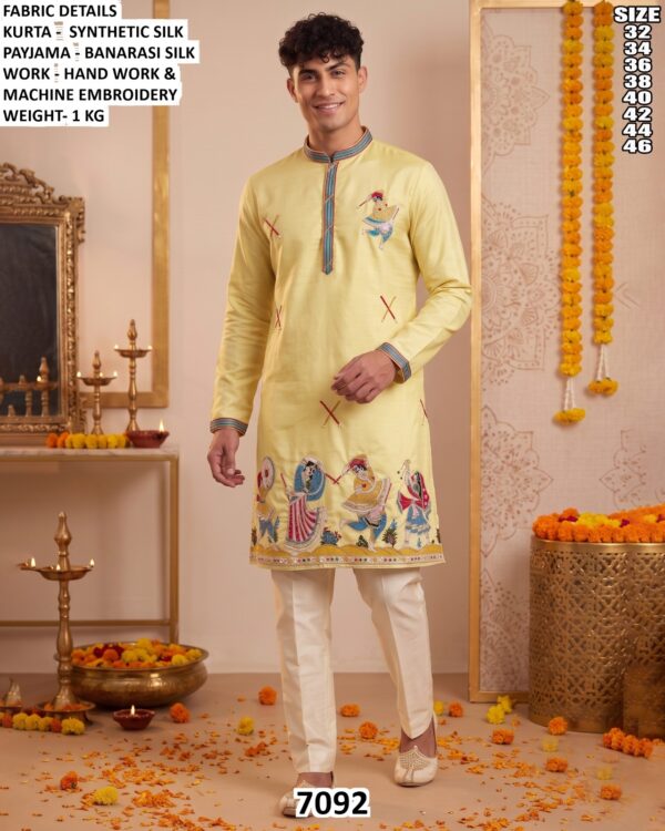 Men Embroidered Silk Kurta Pajama Set