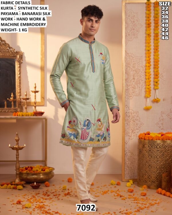 Men Embroidered Silk Kurta Pajama Set
