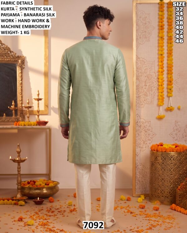 Men Embroidered Silk Kurta Pajama Set