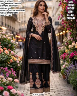 Party Wear Chinon Silk Suit With Dupatta