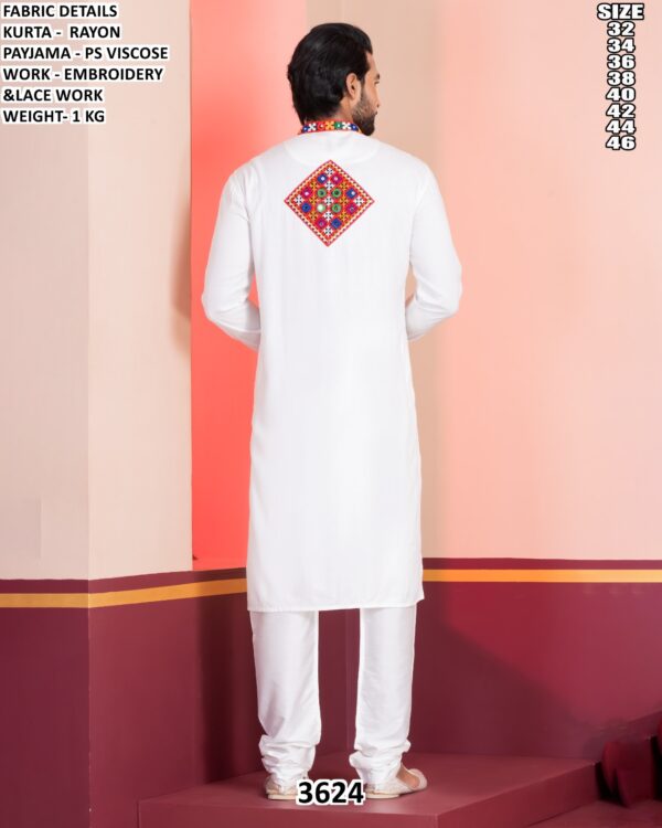 Mens Rayon Embroidered Kurta Pajama Set