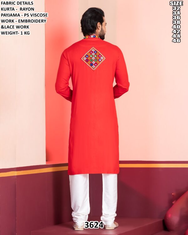 Mens Rayon Embroidered Kurta Pajama Set