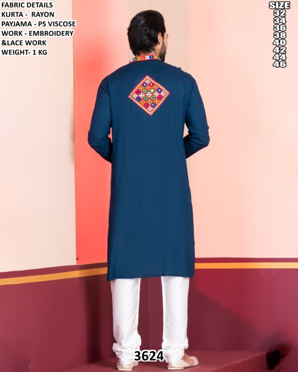 Mens Rayon Embroidered Kurta Pajama Set