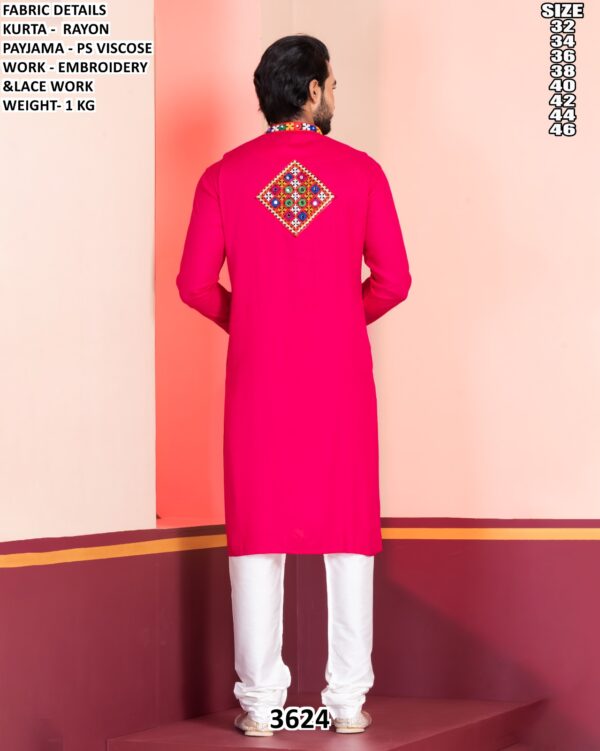 Mens Rayon Embroidered Kurta Pajama Set
