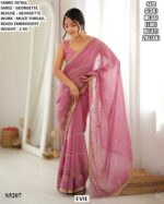 Women’s Georgette Saree With Floral Beads Embroidery