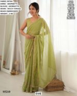 Women’s Georgette Saree With Floral Beads Embroidery