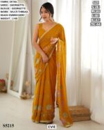Women’s Georgette Saree With Floral Beads Embroidery