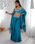 Women French Crepe Dhoti Crop Top Set