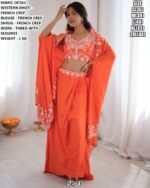 Women French Crepe Dhoti Crop Top Set