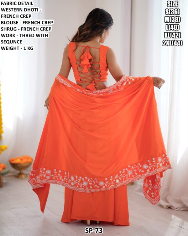 Women French Crepe Dhoti Crop Top Set