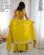 Women French Crepe Dhoti Crop Top Set