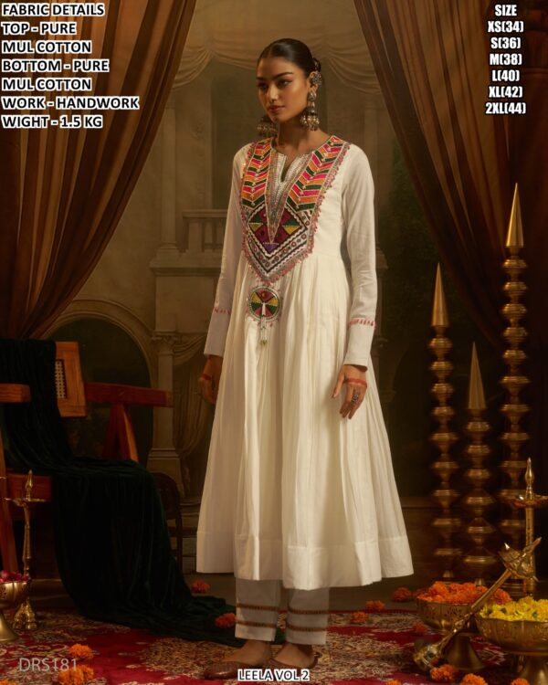 Designer Cotton Anarkali Kurta Pant Set