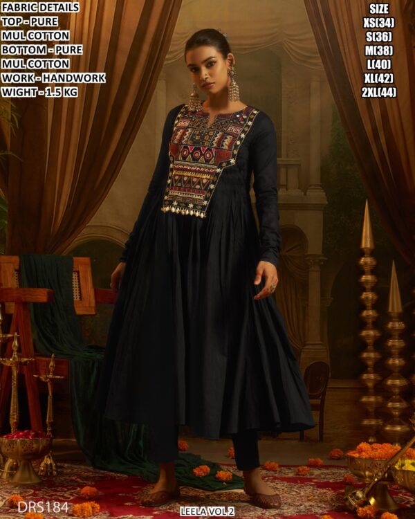 Designer Cotton Anarkali Kurta Pant Set