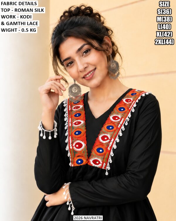 Navratri Roman Silk Short Flared Top