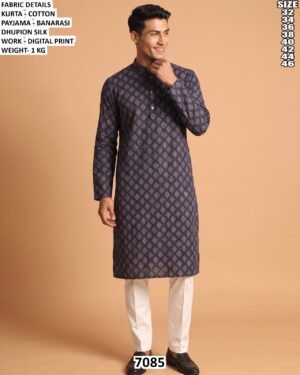 Men’s Cotton Digital Print Kurta Pajama Set