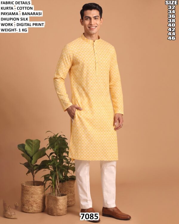 Men’s Cotton Digital Print Kurta Pajama Set