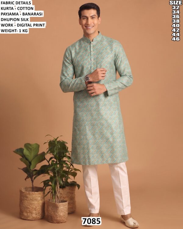 Men’s Cotton Digital Print Kurta Pajama Set