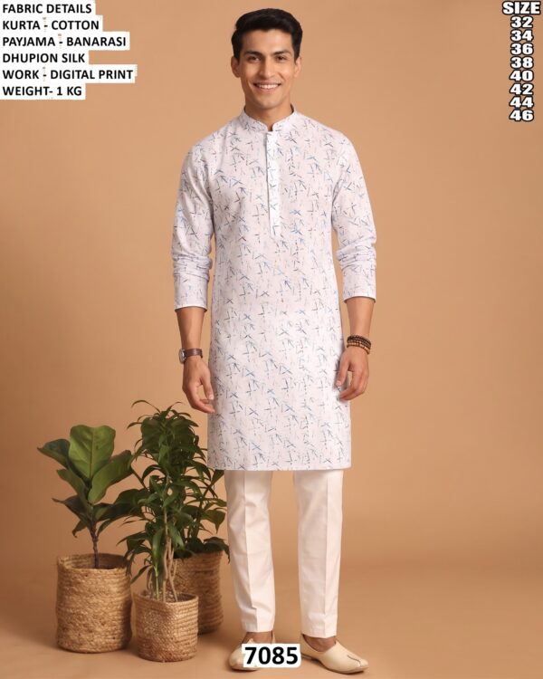 Men’s Cotton Digital Print Kurta Pajama Set