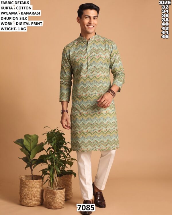 Men’s Cotton Digital Print Kurta Pajama Set