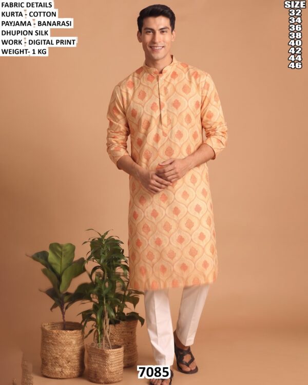 Men’s Cotton Digital Print Kurta Pajama Set