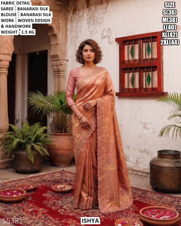 Premium Banarasi Silk Saree With Handwork