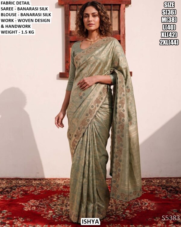 Premium Banarasi Silk Saree With Handwork