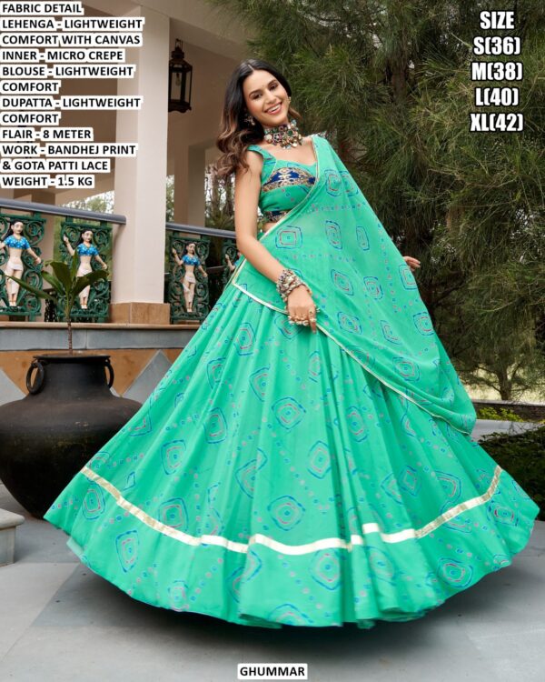Traditional Bandhani Print Festive Lehenga