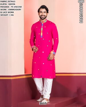 Men’s Rayon Embroidery Kurta Pajama Set