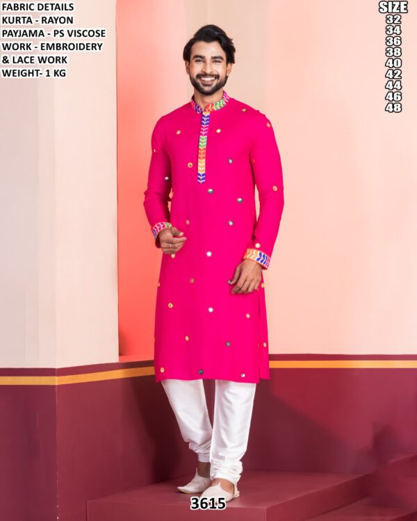 Men’s Rayon Embroidery Kurta Pajama Set