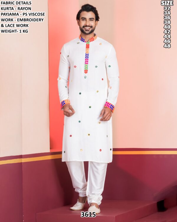 Men’s Rayon Embroidery Kurta Pajama Set