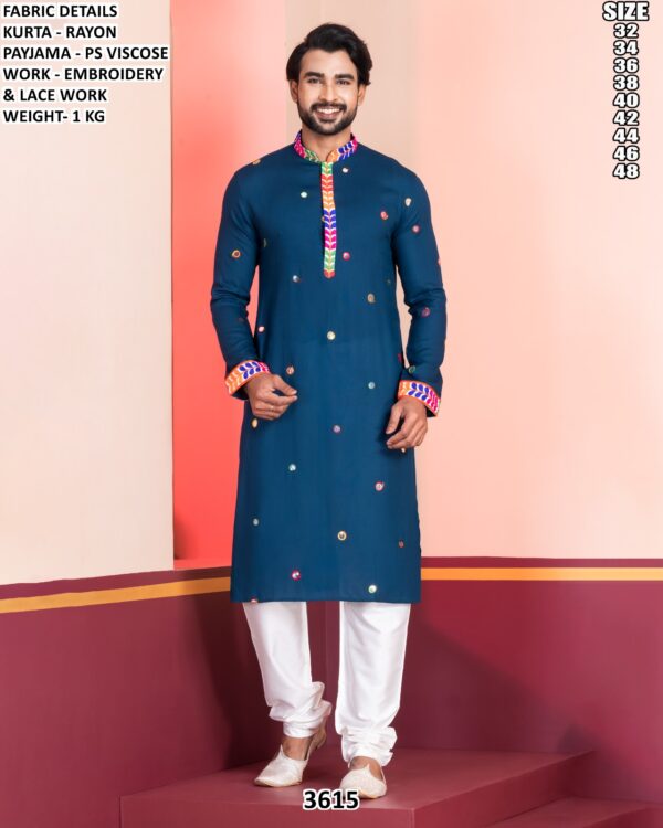 Men’s Rayon Embroidery Kurta Pajama Set