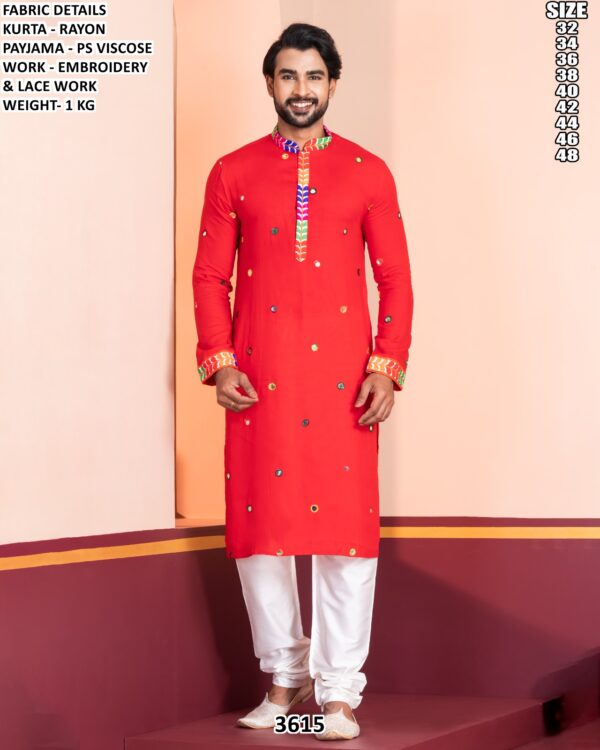 Men’s Rayon Embroidery Kurta Pajama Set