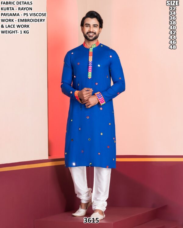 Men’s Rayon Embroidery Kurta Pajama Set