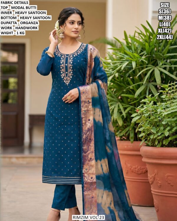 Party Wear Suit With Printed Organza Dupatta