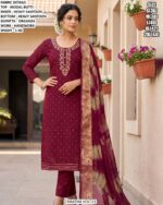 Party Wear Suit With Printed Organza Dupatta