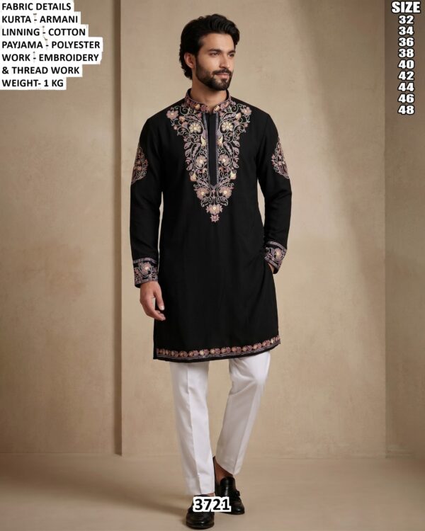 Armani Fabric Embroidered Kurta Set For Men