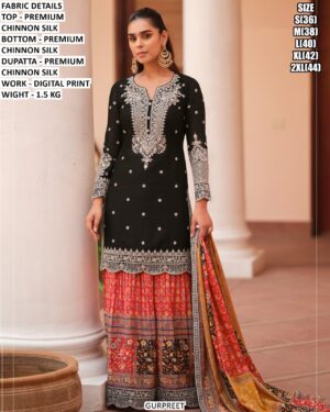 Beautiful Printed Sharara Set With Designer Top