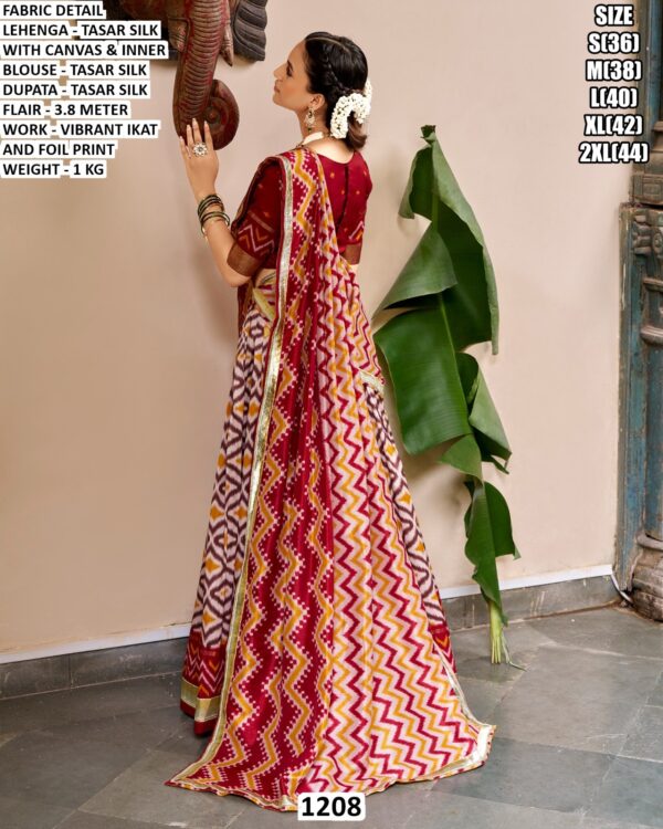 Premium Tussar Silk Lehenga With Ikat Print