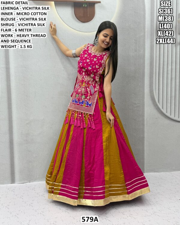 Vichitra Silk Lehenga With Sequence Details For Navratri
