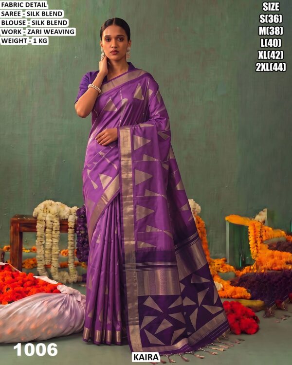 Premium Silk Blend Saree With Zari Weaving