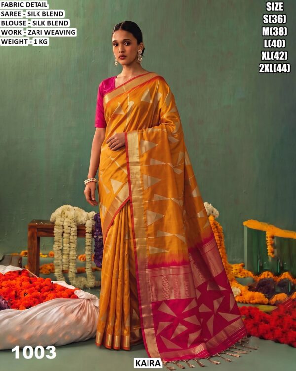 Premium Silk Blend Saree With Zari Weaving