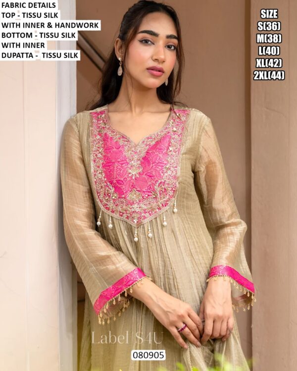 Flared Kurta Set With Decorative Yoke Work