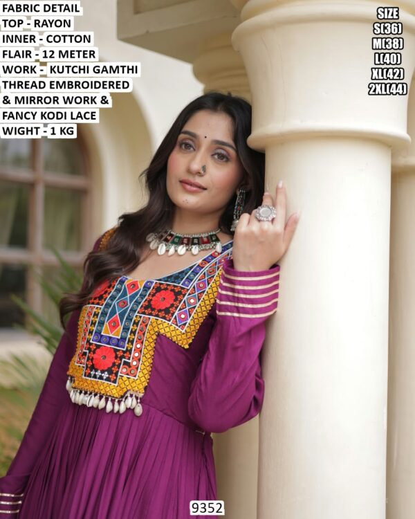 Rayon Flared Gown With Kutch Embroidery